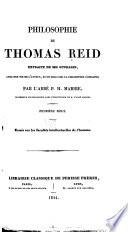 Philosophie de Thomas Reid: sér. Essais sur les facultés intellectuelles de l'homme
