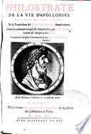 Philostrate De la vie d'Apollonius Thyaneen en VIII livres