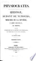 Physiocrates. Réimpression de l'éd. 1846