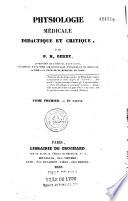 Physiologie médicale, didactique et critique