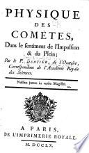Physique des comètes, dans le sentiment de l'impulsion & du plein