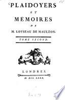 Plaidoyers et mémoires de Loyseau de Mauléon