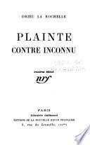 Plainte contre inconnu