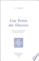 Poésie des discours : essai sur les romans de Nathalie Sarraute (une)