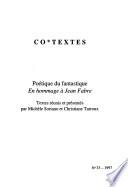Poétique du fantastique en hommage à Jean Fabre