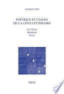 Poétique et usages de la liste littéraire