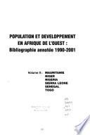 Population et developpement en Afrique de l'ouest: Mauritanie, Niger, Nigeria, Sierra Leone, Sénégal, Togo