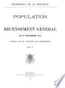 Population recensement général du 31 décembre 1910