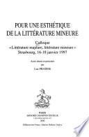 Pour une esthétique de la littérature mineure