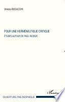 Pour une herméneutique critique