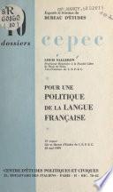 Pour une politique de la langue française