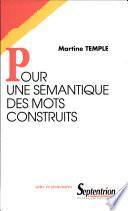 Pour une sémantique des mots construits