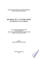 Pratiques de la culture écrite en France au XVe siècle