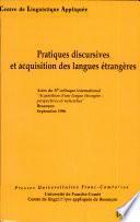 Pratiques discursives et acquisition des langues étrangères
