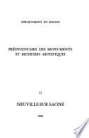 Pré-inventaire des monuments et richesses artistiques: Neuville-sur-Saône
