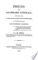 Précis de grammaire générale