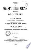 Précis du droit des gens moderne de l'Europe