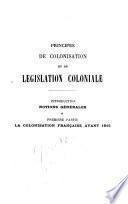 Principes de colonisation et de législation coloniale