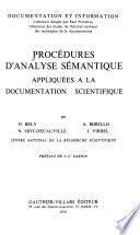 Procédures Dánalyse Sémantique Appliquées À la Documentation Scientifique