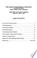Proceedings and Addresses of the American Philosophical Association