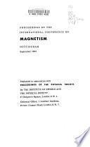 Proceedings of the International Conference on Magnetism, Nottingham, September 1964
