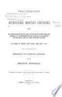 Proceedings of the International Monetary Conference