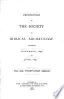 Proceedings of the Society of Biblical Archaeology