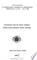 Proceedings: Psychology and the social sciences, applied social research (social welfare). Open and special papers