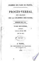 Procès-verbal des séances de la Chambre des pairs