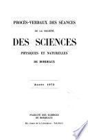 Procès-verbaux des séances de la Société des sciences physiques et naturelles de Bordeaux