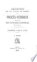 Procès-verbaux des séances du Conseil général de la commune