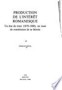 Production de l'intérêt romanesque