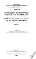 Progress in Refrigeration Science and Technology