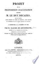 Projet de la proposition d'accusation contre le duc Decazes, à soumettre à la chambre de 1820