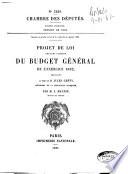 Projet de Loi portant fixation du Budget Général de l'exercice 1882