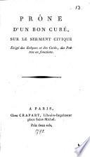 Prône d'un bon curé, sur le serment civique ...