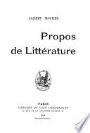 Propos de littérature