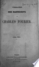 Publication des manuscrits de Charles Fourier: -Annee 1852