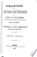 Publications de la Section historique de l'Institute G.-D. de Luxembourg