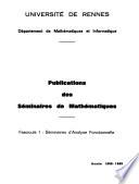 Publications des séminaires de mathématiques