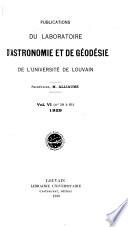 Publications du Laboratoire d'astronomie et de géodésie de l'Université de Louvain