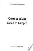 Qu'est-ce qu'une nation en Europe?