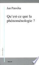 Qu'est-ce que la phénoménologie?