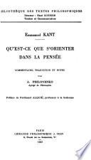 Qu'est-ce que s'orienter dans la pensée