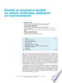 Qualite et assurance qualite en chimie analytique appliquee a l'environnement