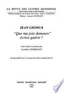 Que ma joie demeure écrire-guérir?