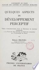 Quelques aspects du développement perceptif