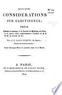 Quelques considérations sur l'abstinence