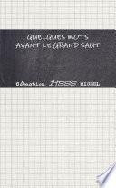 QUELQUES MOTS AVANT LE GRAND SAUT