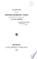 Quelques mots sur feu Antoine-Reinhard Falck, ancien ministre des Pays-Bas, etc